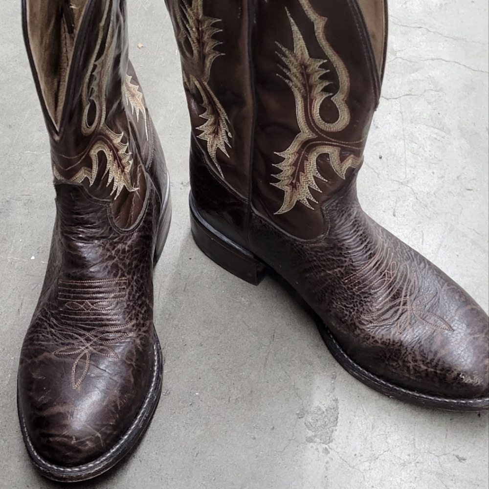 Tony Lama Size 11.5 Chocolate Brown Sunken Shoulder Boot